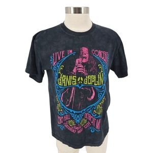 Liquid Blue Janis Joplin Shirt Vintage Black Short Sleeve Graphic Tee Small
